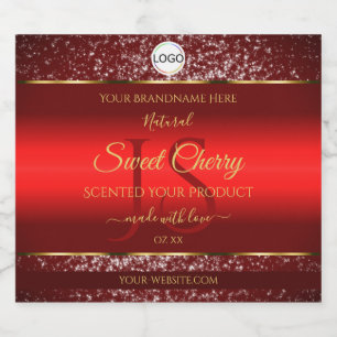 Red Gold Logo Initials Glitter Stars Product Label