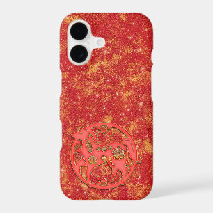 Red Gold Lunar Chinese New Year Zodiac Horse