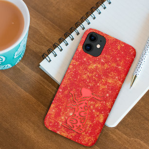 Red Gold Lunar Chinese New Year Zodiac Rabbit Case-Mate iPhone Case