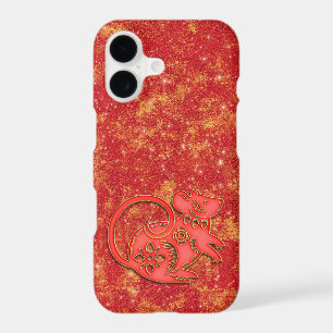 Red Gold Lunar Chinese New Year Zodiac Rat