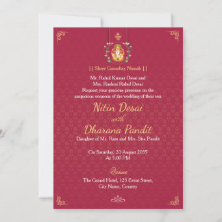 Red Gold Mandala Hindu Wedding Invitation