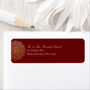 Red Gold Mandala Return Address Labels 