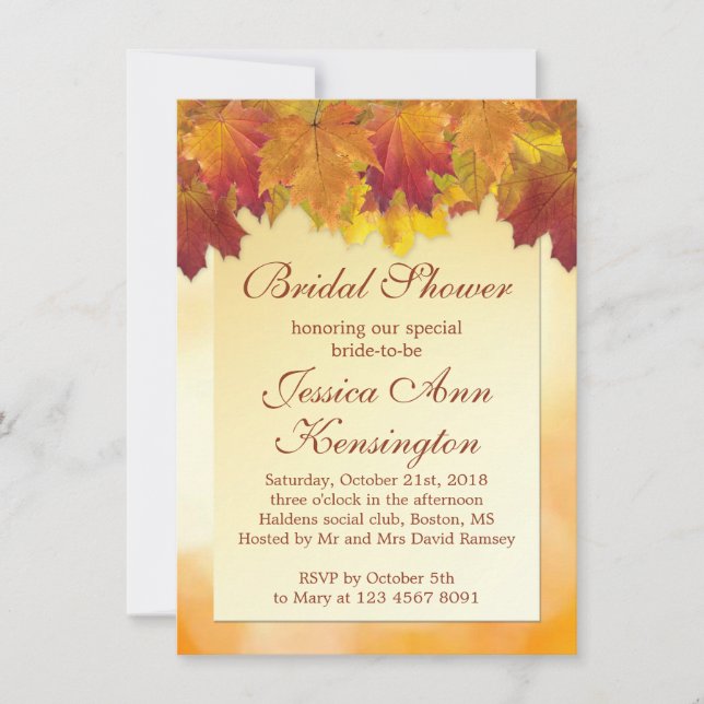 Red, gold maple leaves Bridal Shower Invitation (Front)