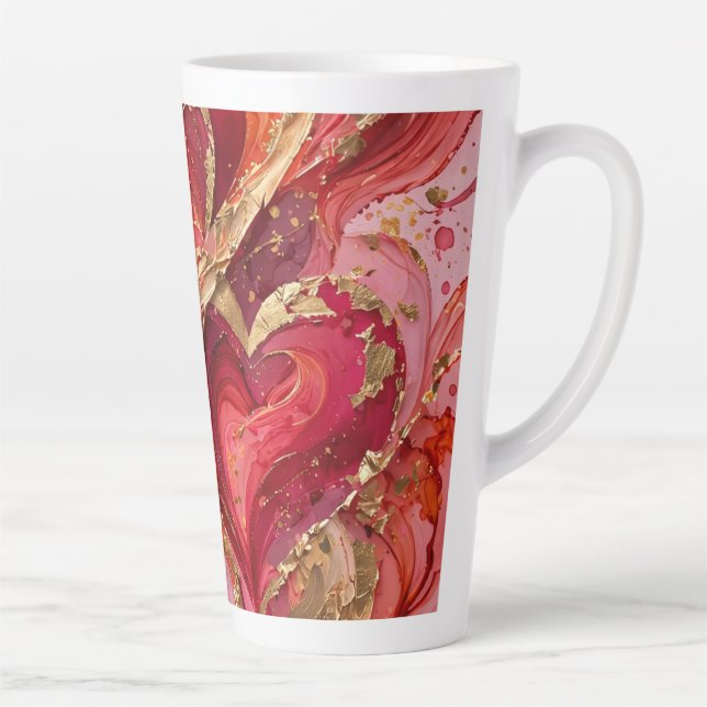 Red & Gold Marble Latte Cup (Right)