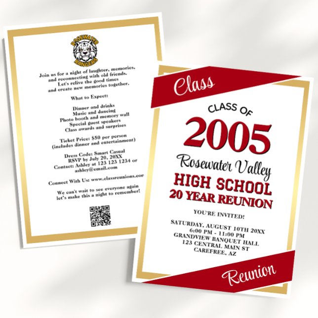 Red Gold Mascot Class Reunion Invitation (Creator Uploaded)