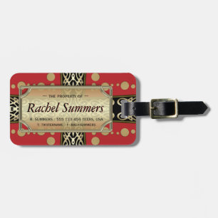 Red Gold Mediaeval Eastern Fusion Personalised Luggage Tag