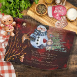 RED GOLD Merry Christmas, cute Characters Tea Towel<br><div class="desc">This Fancy Red Gold hand-painted Holiday/Christmas design has some pretty characters with a golden tree, on a bright red background. It would make a great Christmas gift for a family or a couple and easily fits into a stocking .You can customise all text. Gold and Red colours will make the...</div>