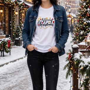 Red Gold Merry Christmas Tri-Blend Shirt