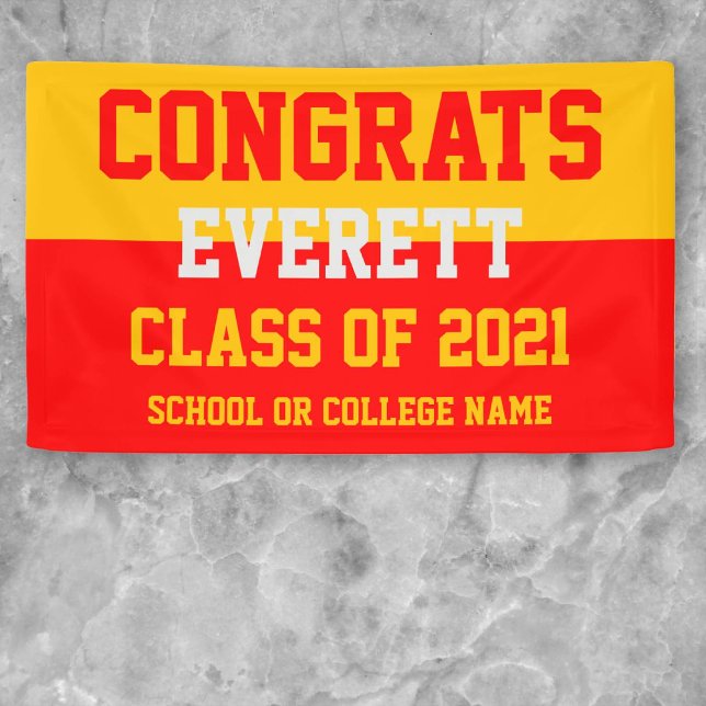 Red & Gold Minimalist Graduation Party Banner (Creator Uploaded)