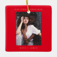 Red Gold Modern  Merry and Married Photo