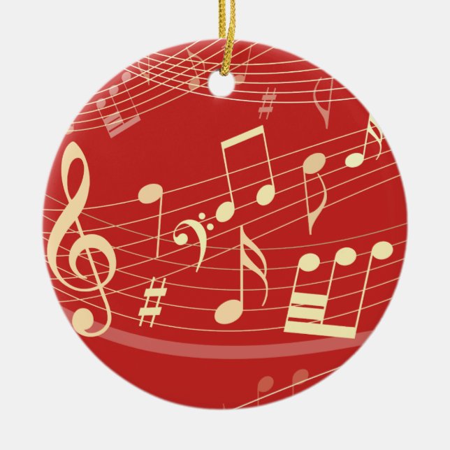 Red Gold Musical Christmas Ornament Personalised (Front)