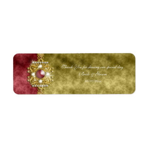 Red gold olive damask wedding