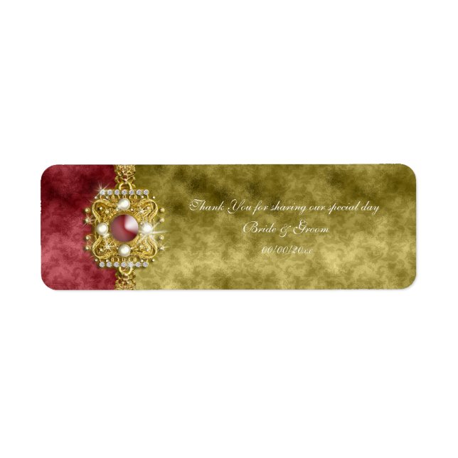 Red gold olive damask wedding (Front)