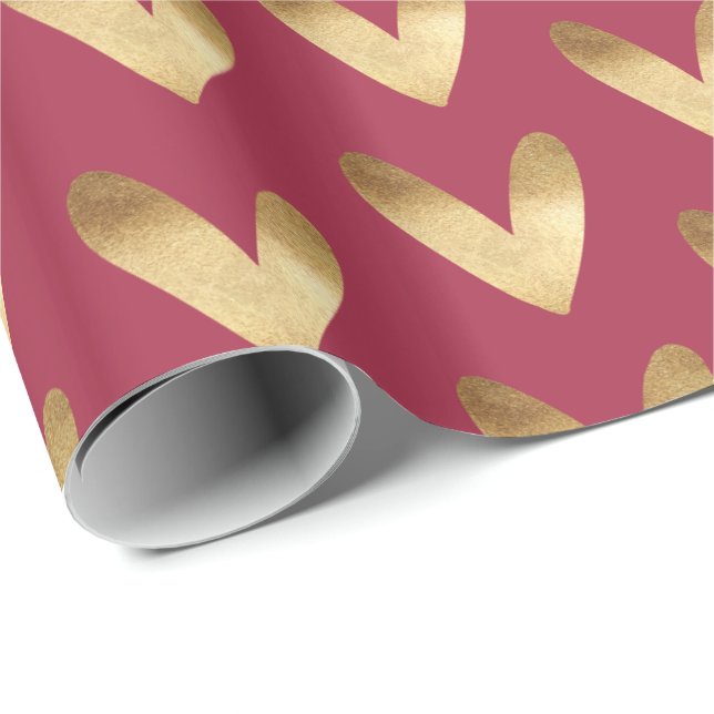 Red Gold Ombre Hearts Wrapping Paper (Roll Corner)
