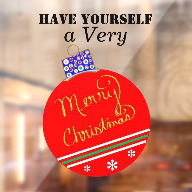 Red Gold Ornament Ball Merry Christmas Stripes (Sheet 2)