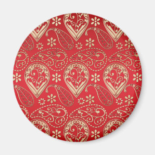 Red Gold Paisley Bandana Pattern Magnet
