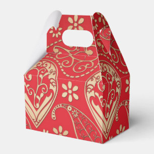 Red Gold Paisley Bandanna Pattern  Favour Box