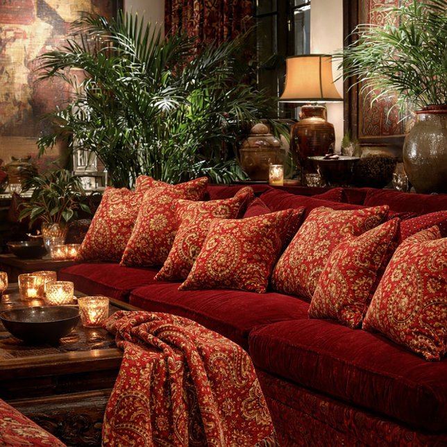 Red & Gold Paisley Pillows - Customizable  (Creator Uploaded)