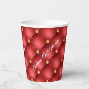 Red Gold Paper Cups with Custom Text