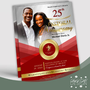 Red & Gold Pastoral Anniversary Church Event Flyer