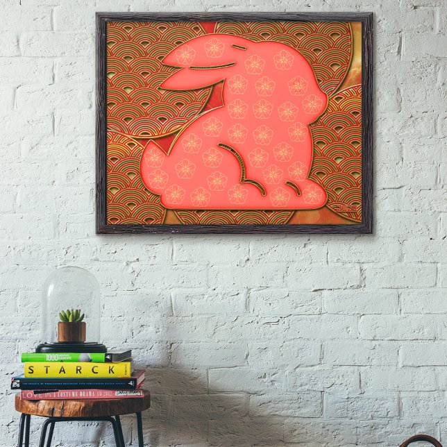 Red Gold Pattern 2023 Rabbit Chinese New Year Poster (Creator Uploaded)