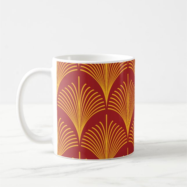 Red Gold Peacock: Art Deco. Coffee Mug (Left)