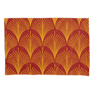 Red Gold Peacock: Art Deco. Pillowcase