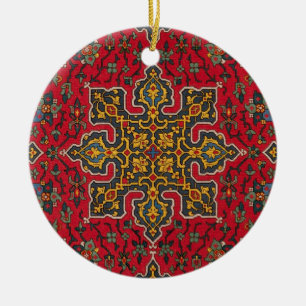 Red & Gold Persian Rug Ceramic Tree Decoration