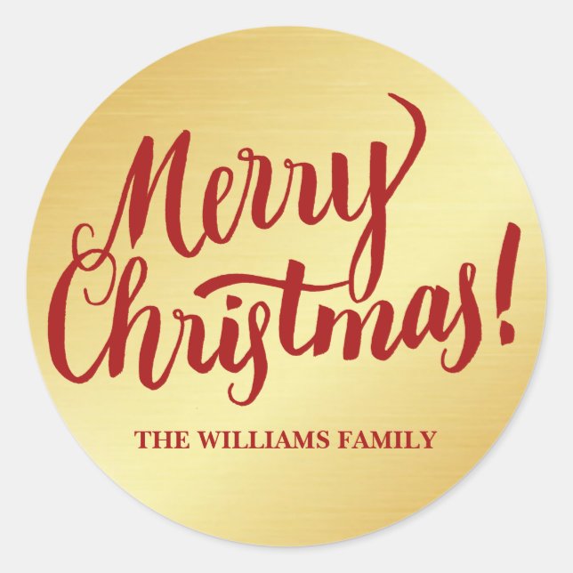 Red & Gold Personalised  Christmas Envelope Seals (Front)