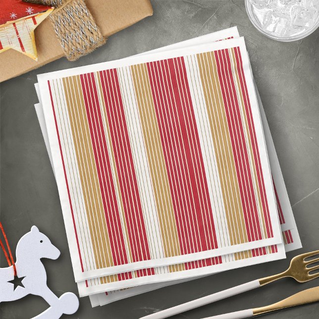 Red Gold Pinstripe Christmas Pattern#28 ID1009 Napkin (Creator Uploaded)