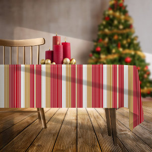 Red Gold Pinstripe Christmas Pattern#28 ID1009 Tablecloth