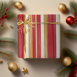 Red Gold Pinstripe Christmas Pattern#28 ID1009 Wrapping Paper<br><div class="desc">Add a chic and cheerful flair to your Christmas celebrations with this stunning pinstriped pattern. Featuring thin, vertical stripes that vary in width and spacing to create a sophisticated Christmas design. In traditional red, gold, and white, this wrapping paper design brings a festive and elegant look to any gift. The...</div>