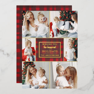 Red Gold Plaid 6 Photos Collage Christmas