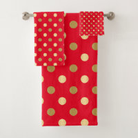 Red & Gold Polka Dots Seamless Pattern