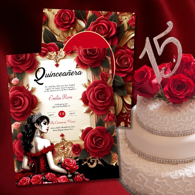 Red Gold Quinceanera Dress Ceremony Reception     (Creator Uploaded)