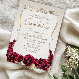 Red Gold Quinceañera Invitation