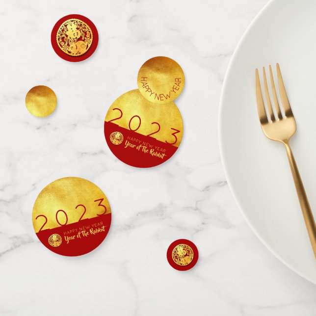 Red Gold Rabbit papercut 2023 Golden Party C Confetti (Group)