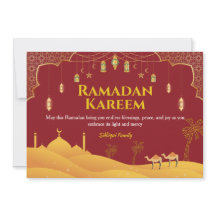 Red & Gold Ramadan Mubarak Greeting Card 