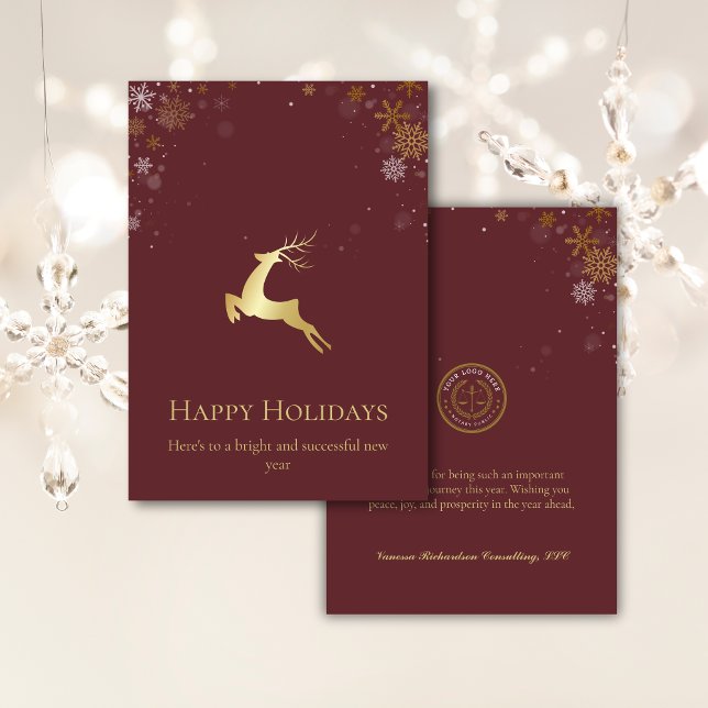 Red & Gold Reindeer Happy Holiday Business Logo (Creator Uploaded)