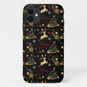 Red  Gold Reindeer Merry Christmas Tree  Case-Mate iPhone Case
