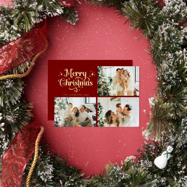 Red & Gold Retro Christmas Family Photo Collage (Insitu)