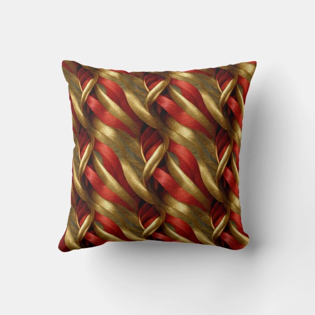 Red Gold Ribbons 2 Cushion (Back)