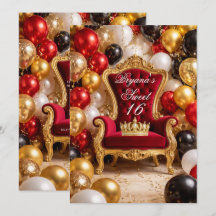 Red & Gold Royal Chair & Crown Birthday Party