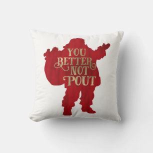 Red & Gold Santa Toy bag You Better Not Pout Cushion