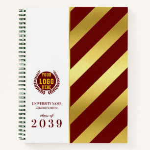 Red Gold School College University Graduation Day Notebook