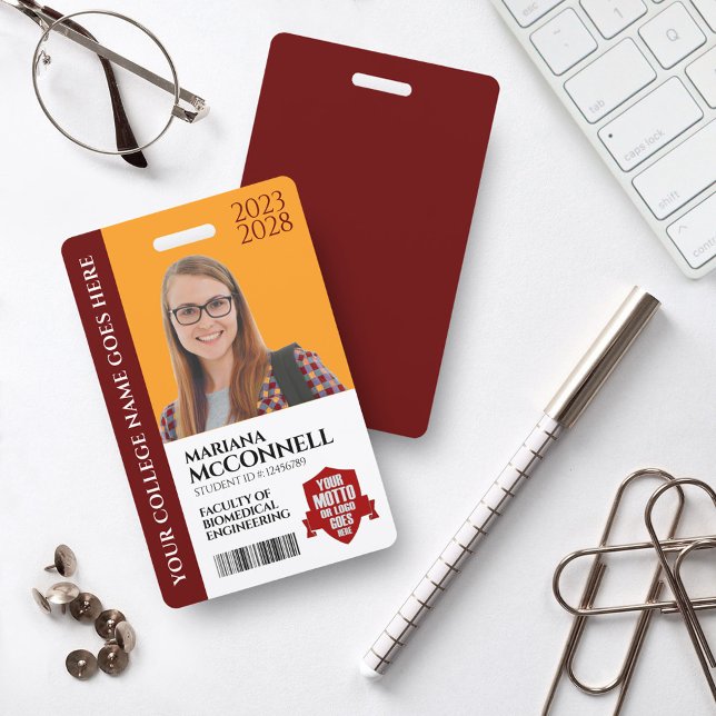 Red Gold School College University Student ID ID Badge (Creator Uploaded)