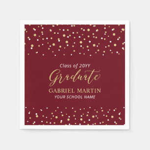 Red & Gold School Graduation Ceremony Party Napkin