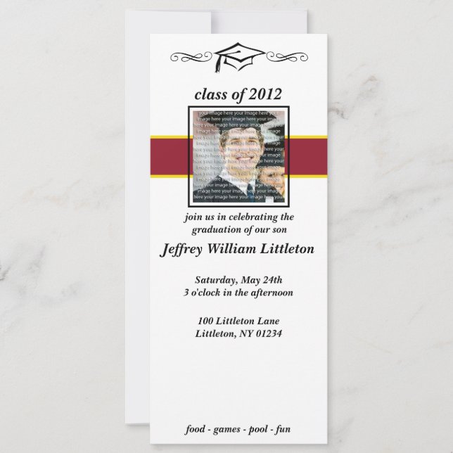 Red & Gold School Graduation Invitations (Front)