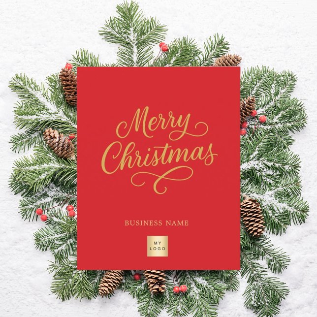 Red gold script business logo Christmas Flyer (Creator Uploaded)