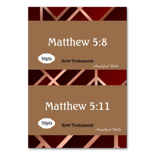 Red Gold Scripture Reference Cards for Game (Back)